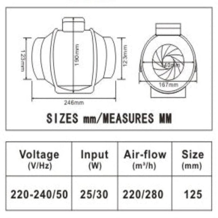 In-line Duct Exhaust Fan 125mm - Tronic Kenya 